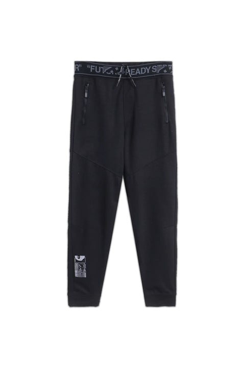 Men Branded Graphic Trouser - Black