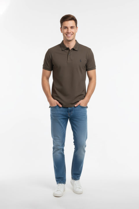 Men Branded Polo - Brown