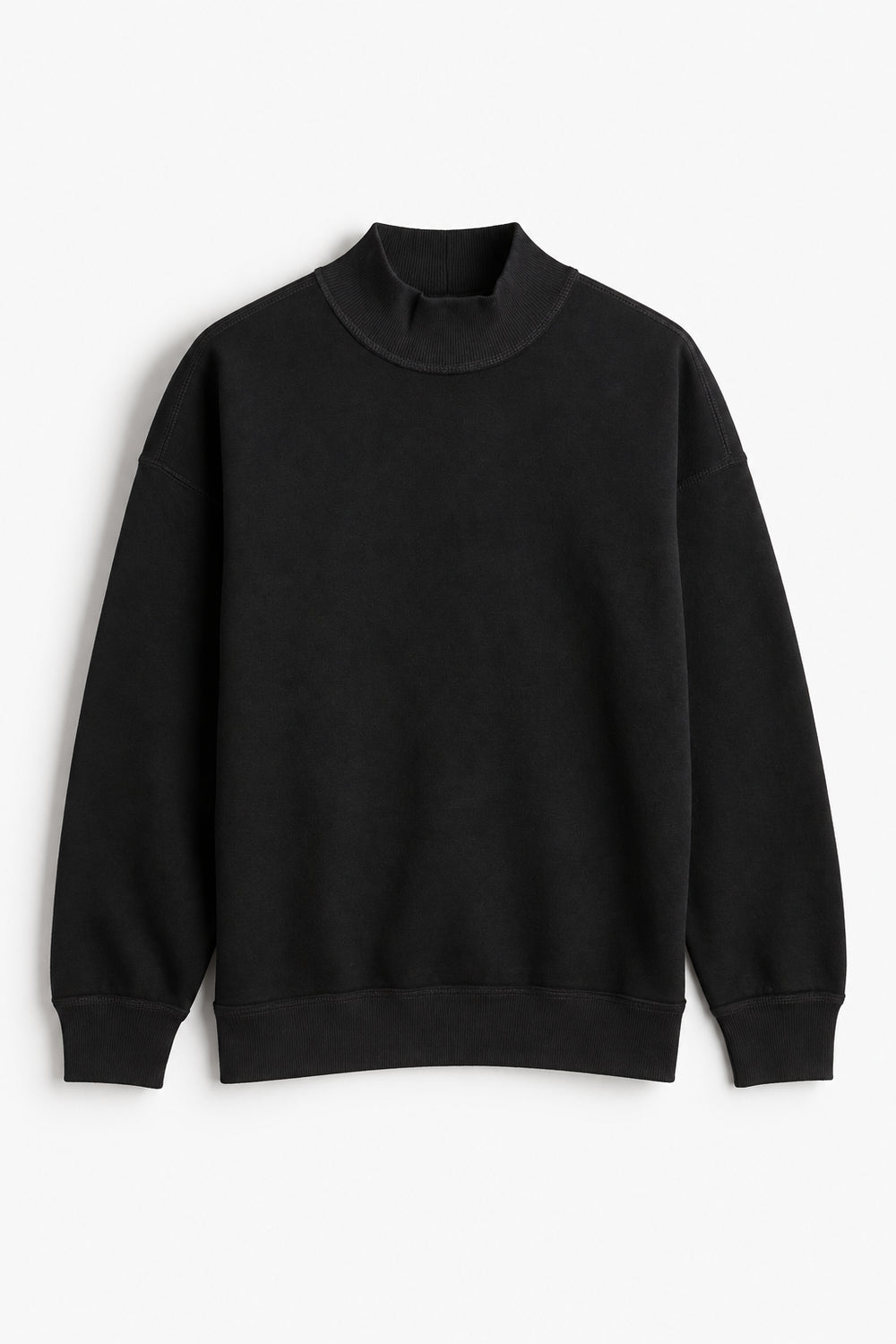 Men Branded Fleece High Neck - Black