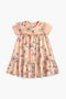 Girls Branded Graphic Frock - Peach