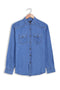 Men Denim Shirt Double Pocket MDS23-02 - L/Blue