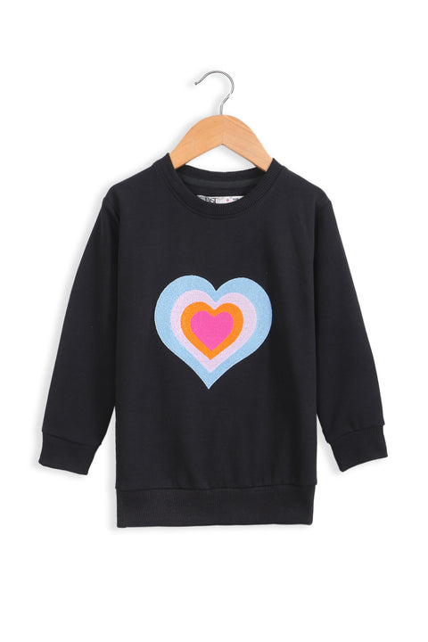 Girls Embellish Graphic Sweatshirt GS-10 - Black