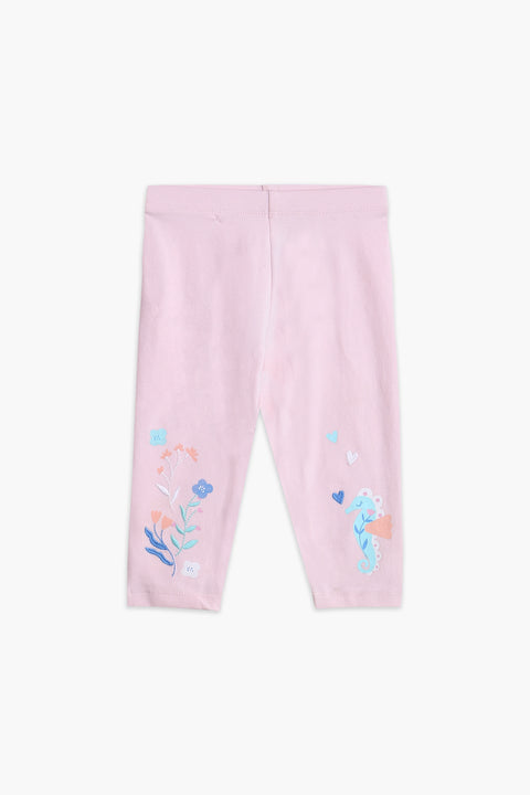 Girls Branded Graphic Capri - Baby Pink