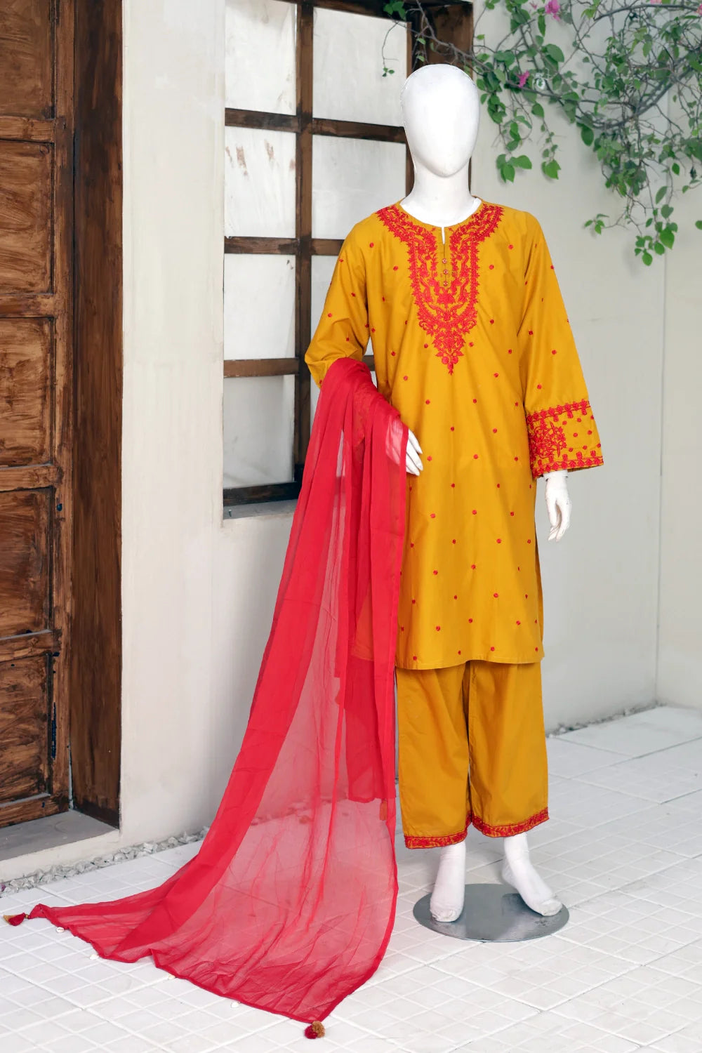 3 PIECE CAMBRIC EMB SUITS
