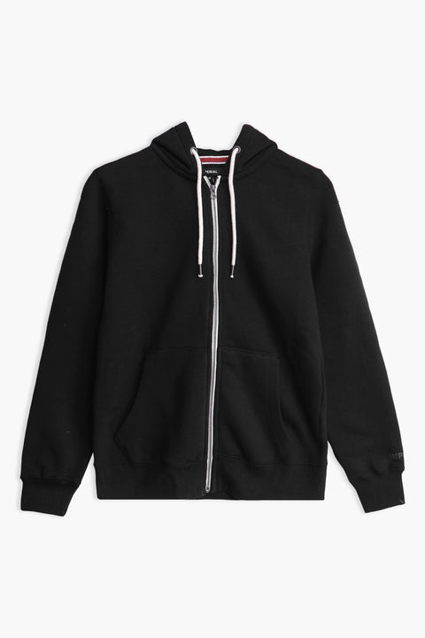 Men Branded Zipper Hoodie - Black