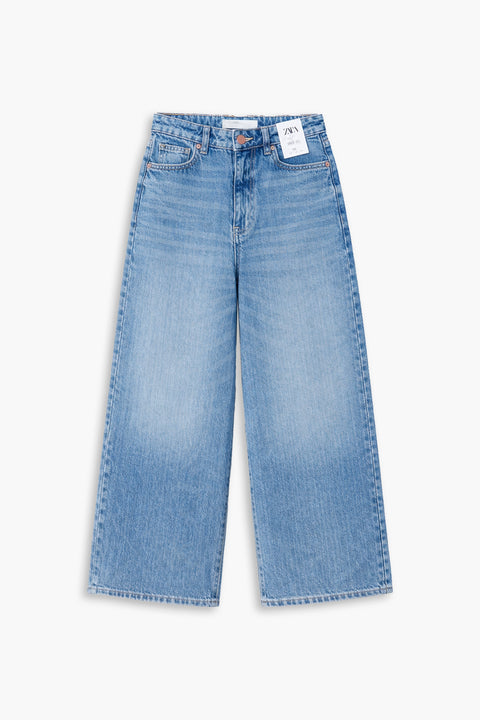 Women's Branded Wide Leg Jeans - M/Blue