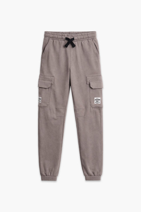 Boys Branded Cargo Fleece Trouser - L/brown