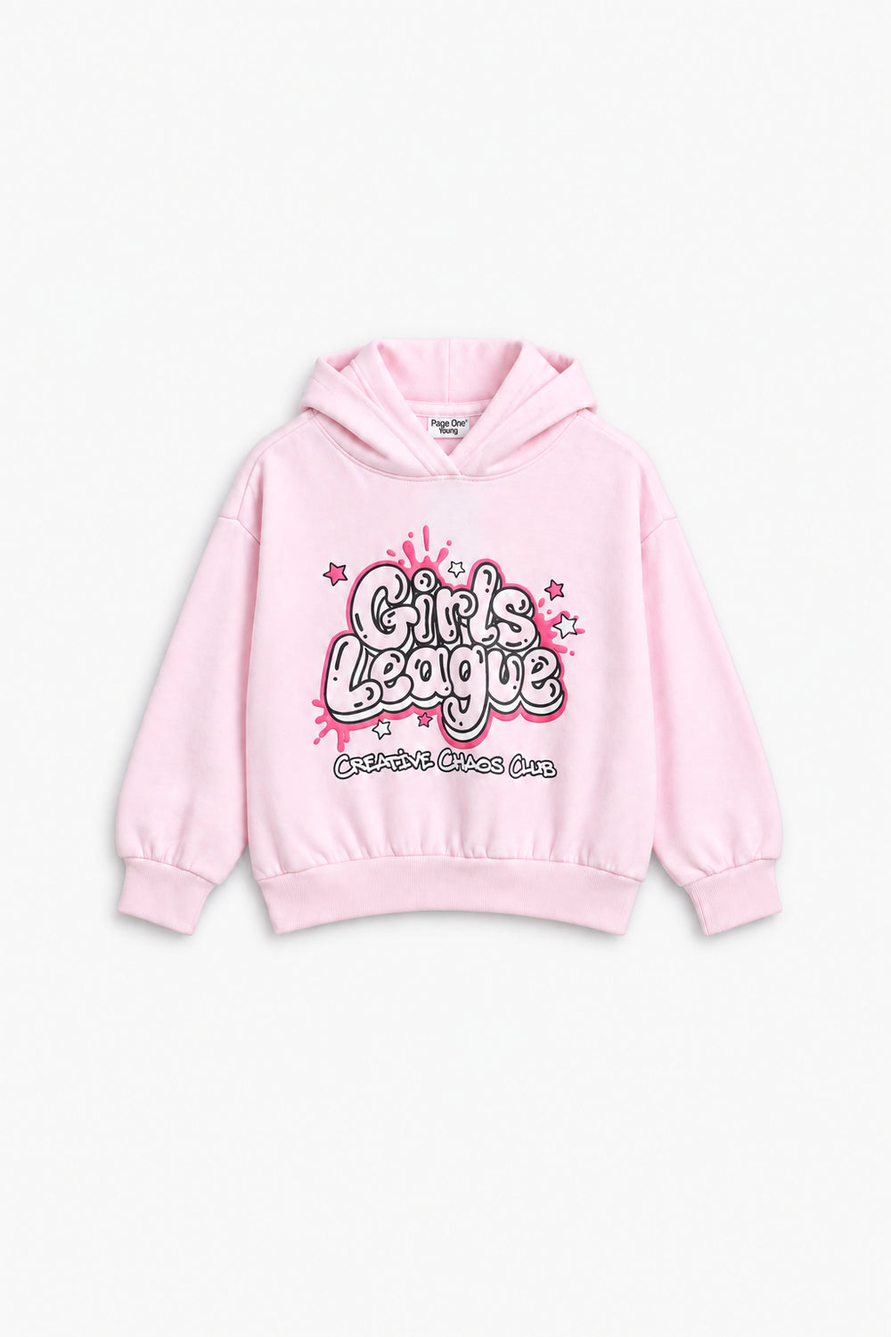Girls Branded Graphic Pullover Hoodie - Baby Pink