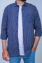 Men Casual Check Shirt MCS23-24 - D/Blue