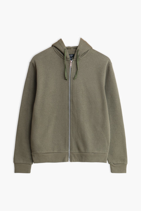 Men Branded Zipper Hoodie - Green