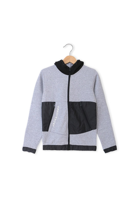 Boys Fleece Zipper Hoodie (Brand: jack & Jones) - Grey