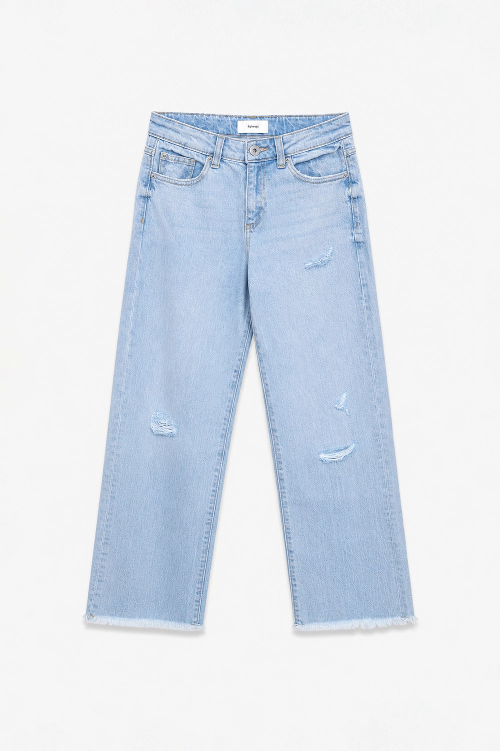 Girls Branded Wide Leg Denim pant - Ice Blue