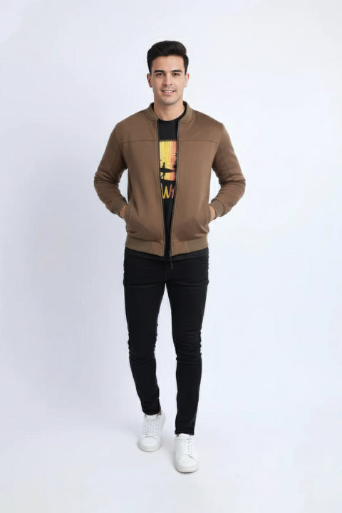 Men Pique Zipper Jacket MJP03 - Olive