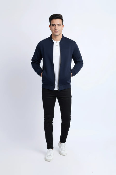 Men Pique Zipper Jacket MJP03 - Navy