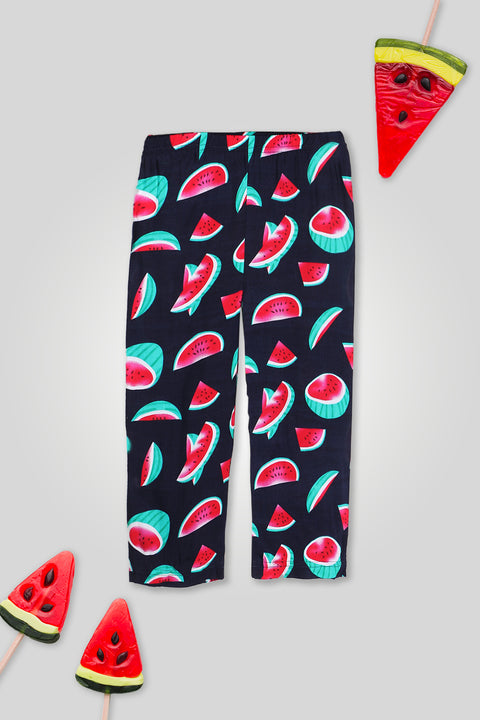 Girls Printed Plazo - Navy