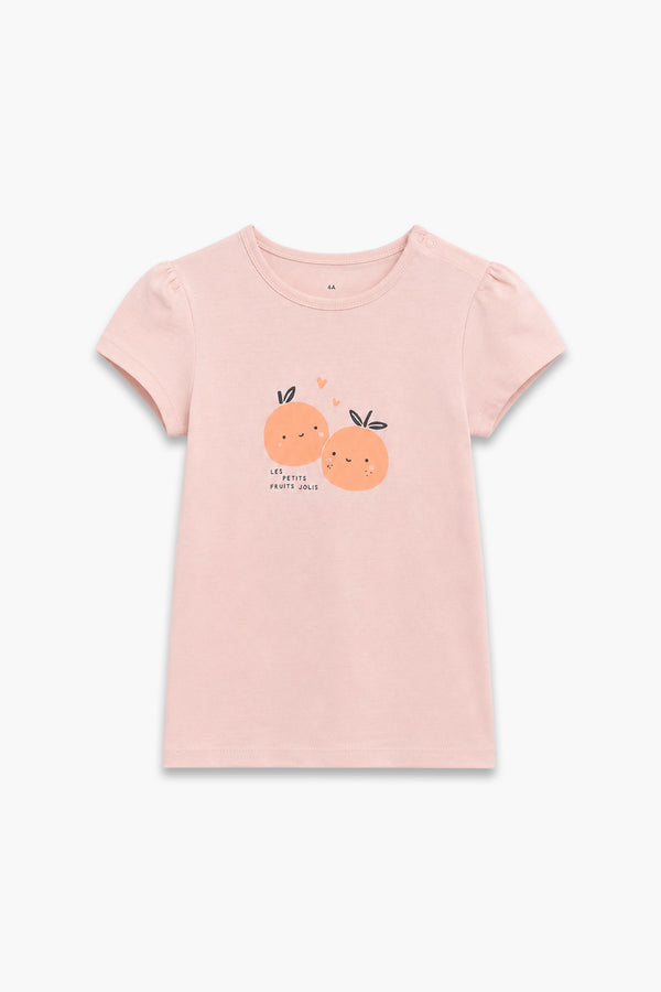 Girls Branded Graphic T-Shirt - Peach