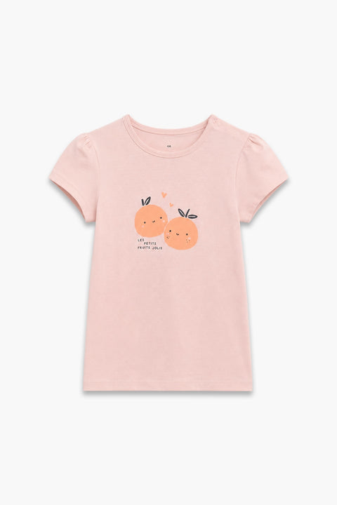 Girls Branded Graphic T-Shirt - Peach