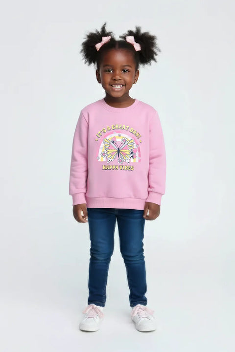 Girls Branded Graphic Sweatshirt - Pink