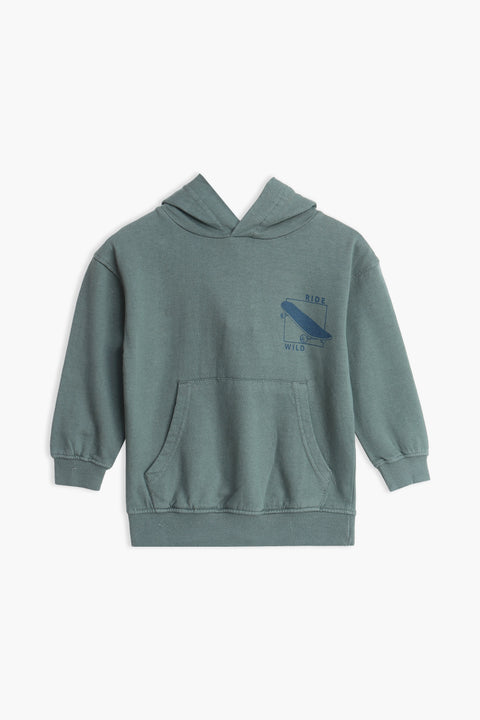 Boys Branded Pullover Hoodie - Green