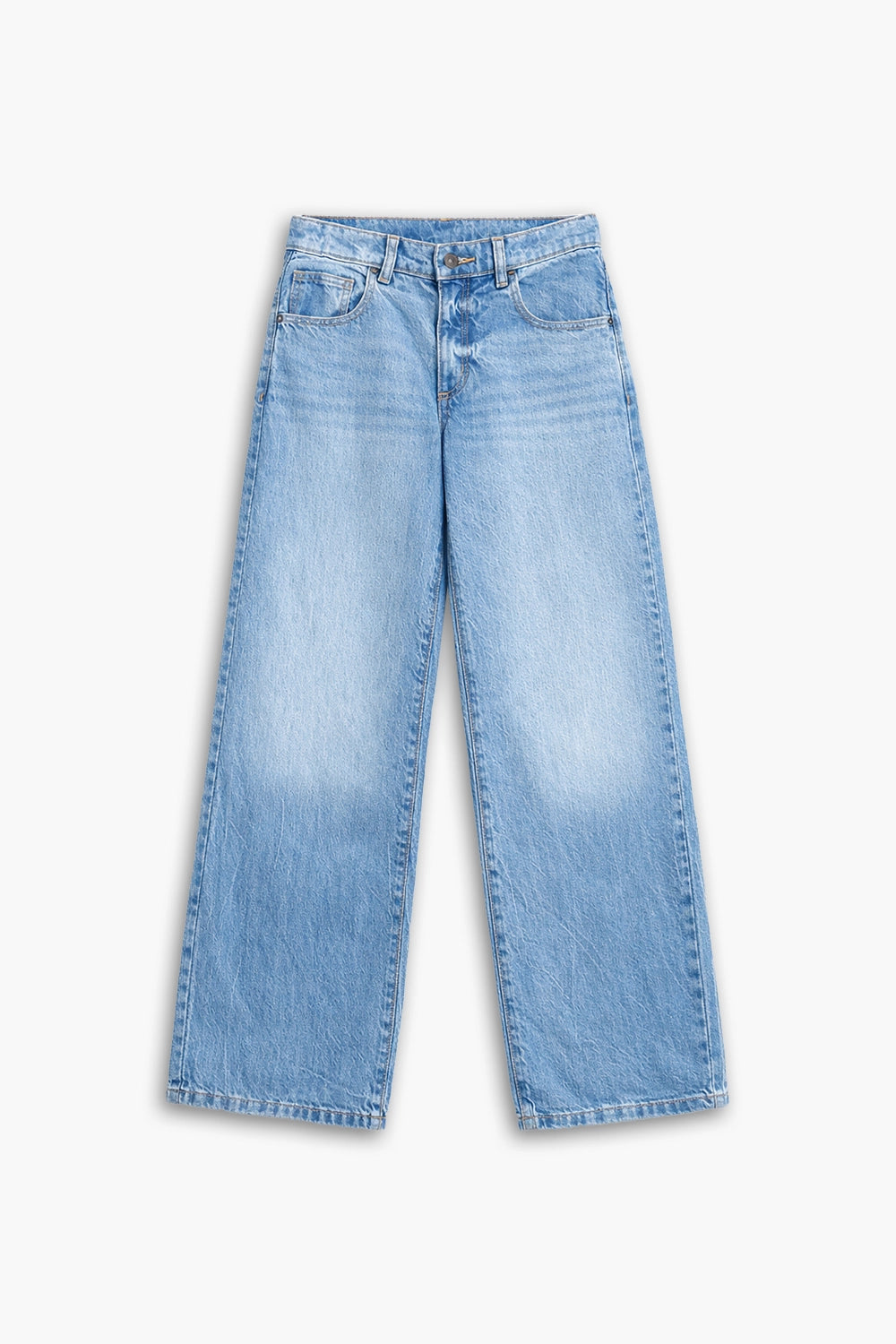 Girls Branded Wide Leg Denim pant - M/Blue