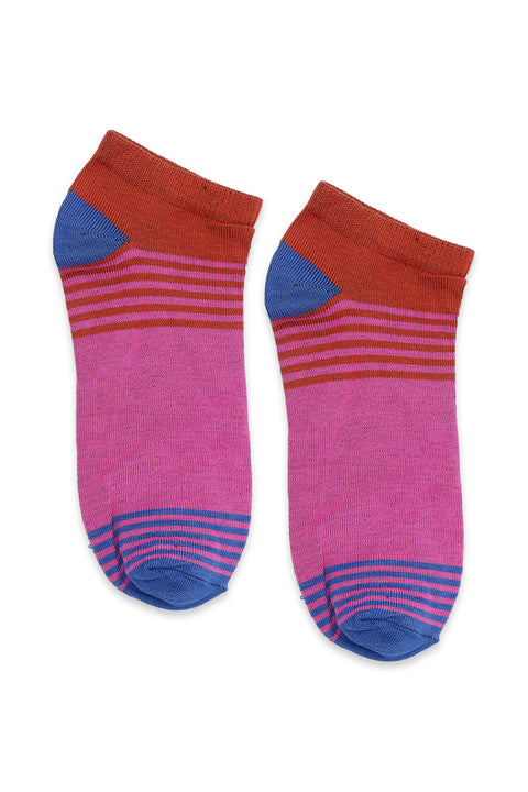 Men's Ankle Socks - Pink, Blue & Grey