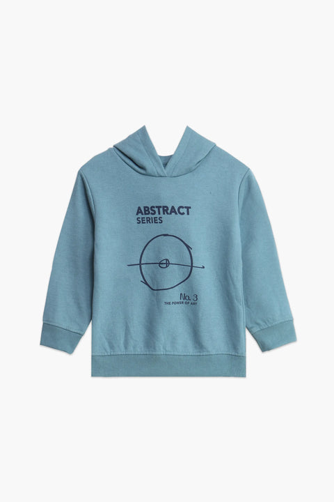 Boys Branded Pullover Hoodie - Sea Green