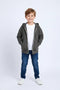 Boys Branded Zipper Hoodie - Olive