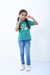 Girls Graphic T-Shirt GT24#20 - D/Green