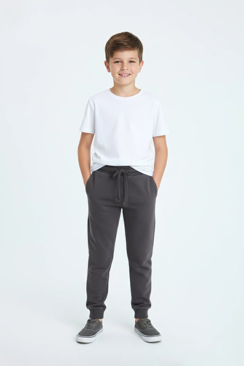 Boys Branded Fleece Trouser - D/Grey