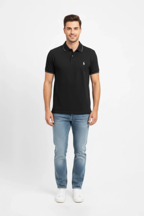 Men Branded Polo - Black