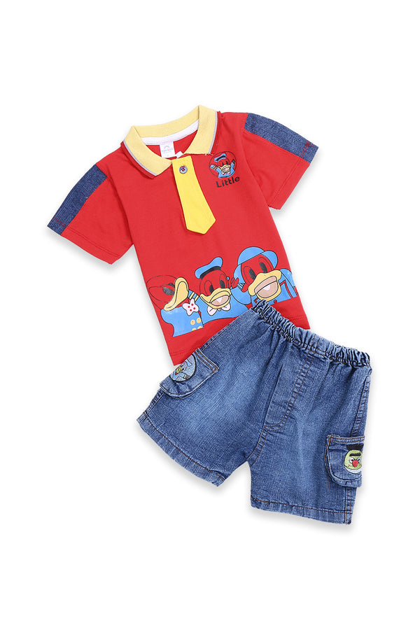 Boys Graphic 2-Piece Suit A-116- Red