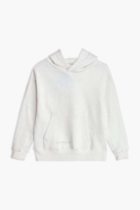 Boys Branded Pullover Hoodie - Off White