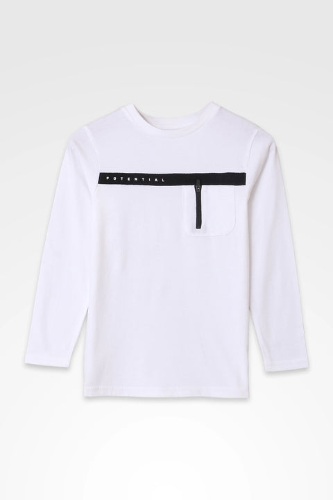 Boy Branded Graphic Tee F/S - White