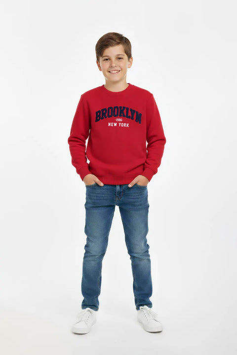 Boys Branded Graphic Sweatshirt - Red