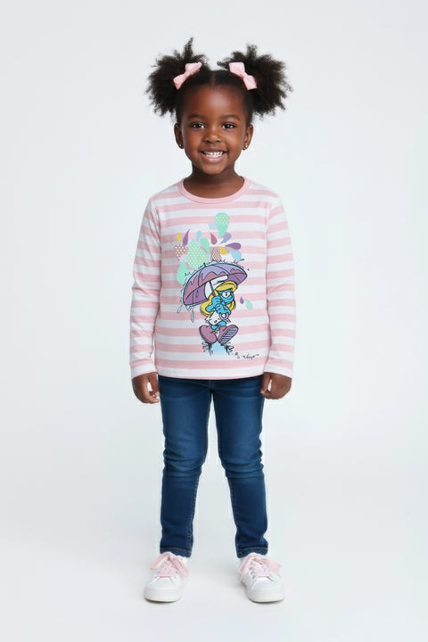 Girls Branded Graphic T-Shirt F/S - Pink And White
