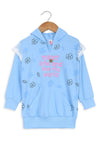 Girls Branded Terry Hoodie Sweatshirt 17355,6 - Blue