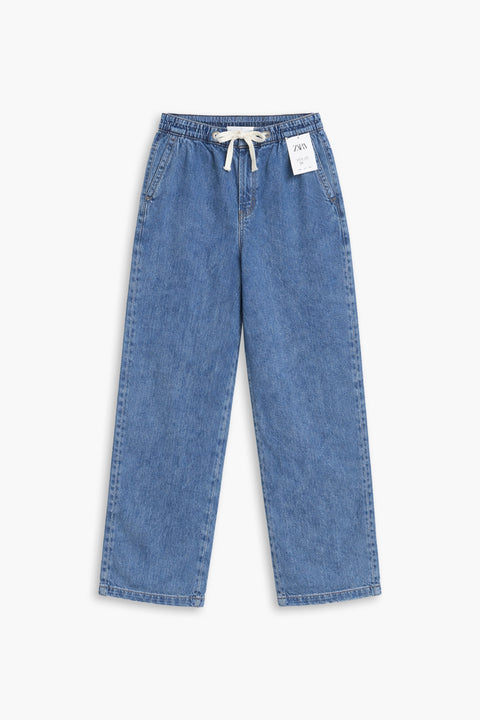 Women's Branded Wide Leg Jeans - M/Blue