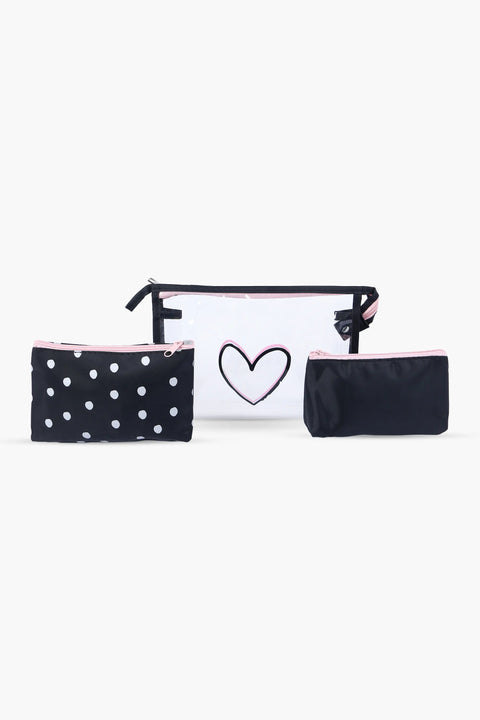 Cosmetic Pouch Pack of 3 - Black