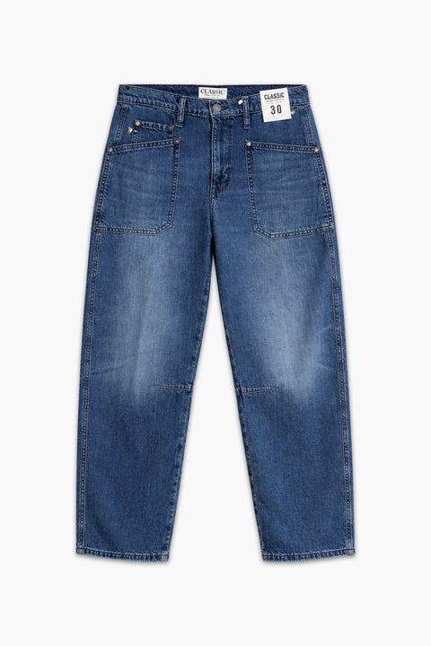 Women's Branded Wide Leg Jeans - M/Blue