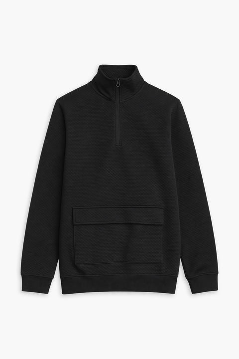 Men Branded Mock Neck - Black