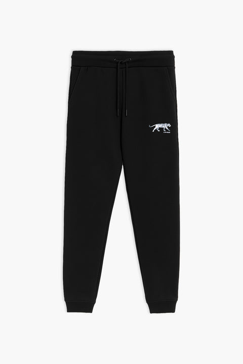 Men Branded Fleece Trouser - Black