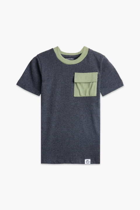 Boys Branded basic T-Shirt - Grey & Green