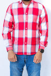 Men Casual Check Shirt ( Red & White )