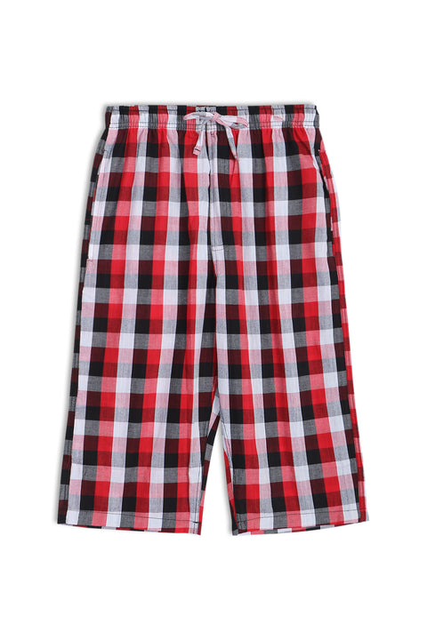 Men Loungewear Check 3 Quarter Short IMM3Q-6 - Red