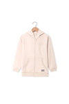 Boys Branded Fleece Zipper Hoodie - Beige