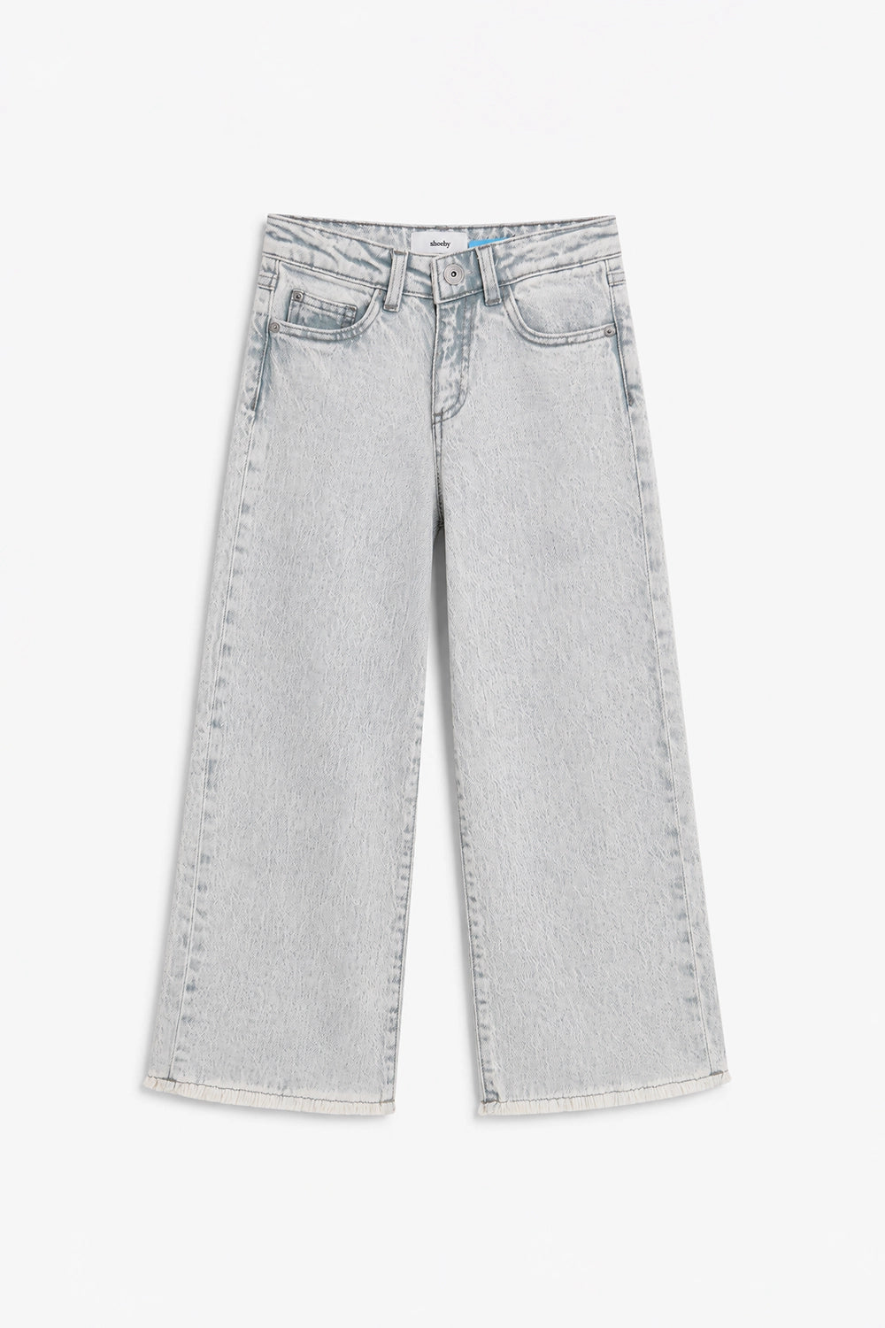 Girls Branded Wide Leg Denim pant - L/Grey