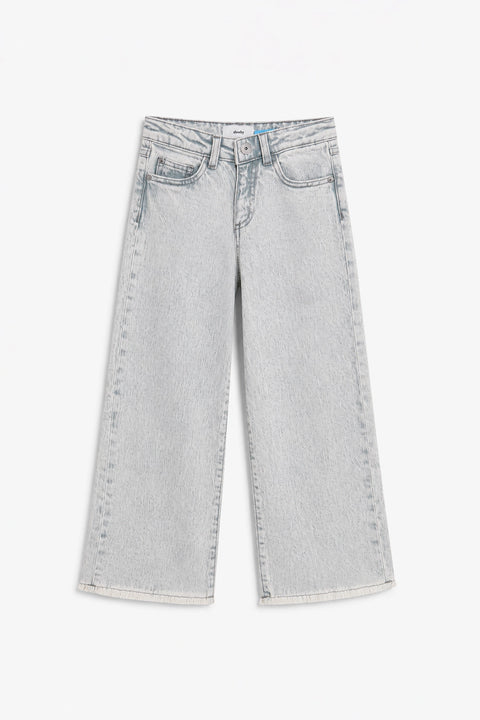 Girls Branded Wide Leg Denim pant - L/Grey