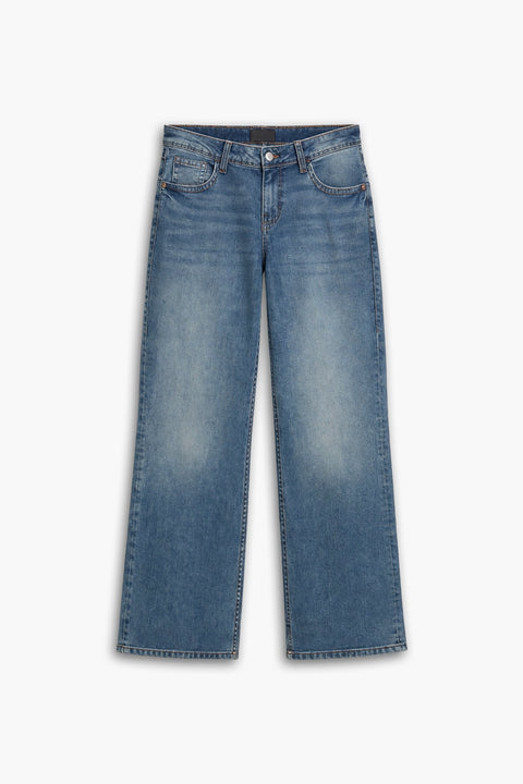 Women's Branded Wide Leg Jeans - M/BLUE