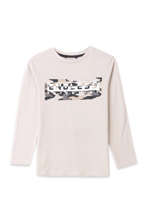 Boy Branded Graphic Tee F/S - Beige