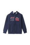 Boys Branded Graphic Zipper Hoodie - Navy